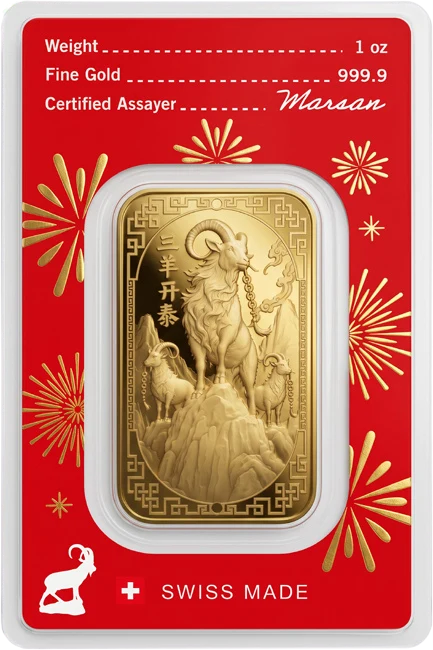 Investiční zlato - zlatý slitek 1 Oz Argor Heraeus SA Year of the Goat (Rok kozy) 2027 Limited Edition