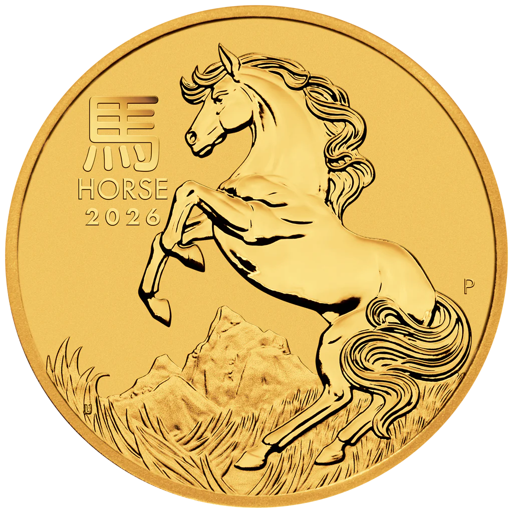 Lunární série III. - zlatá mince Year of the Horse (Rok koně) 1/20 Oz 2026