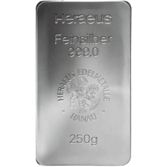 Investiční stříbro - stříbrný slitek 250g Heraeus (.999)