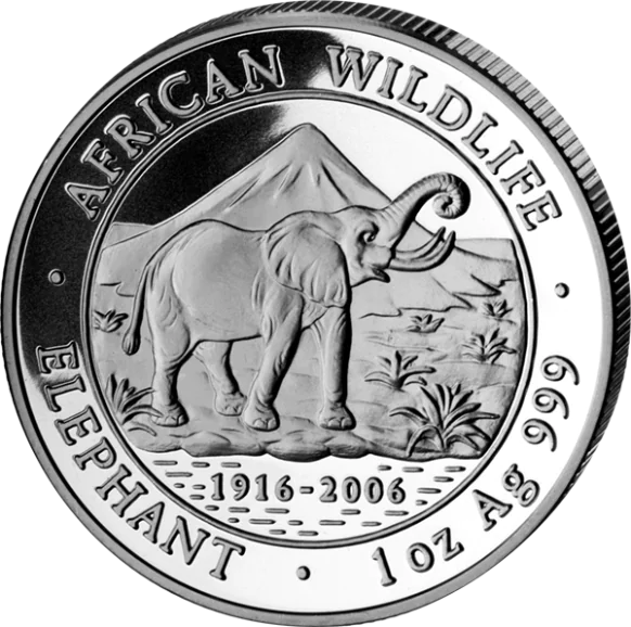 Stříbrná mince 1000 Shillings Elephant (Slon africký) 1 Oz 2006 (African Wildlife Series)
