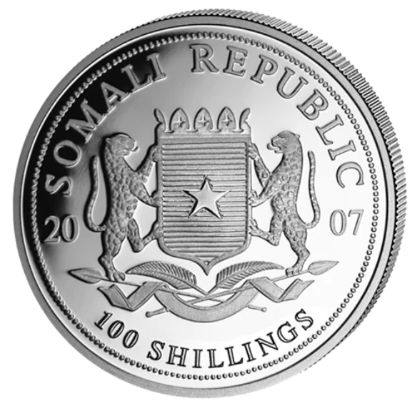 Stříbrná mince 100 Shillings Elephant (Slon africký) 1 Oz 2007 (African Wildlife Series)
