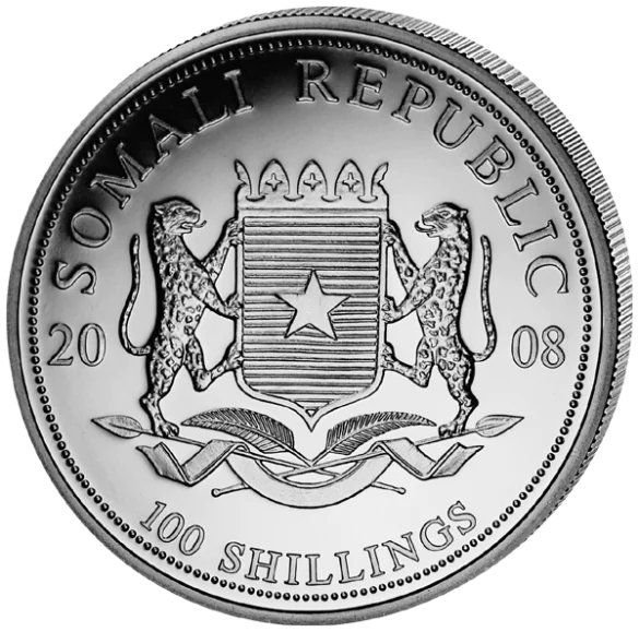 Stříbrná mince 100 Shillings Elephant (Slon africký) 1 Oz 2008 (African Wildlife Series)